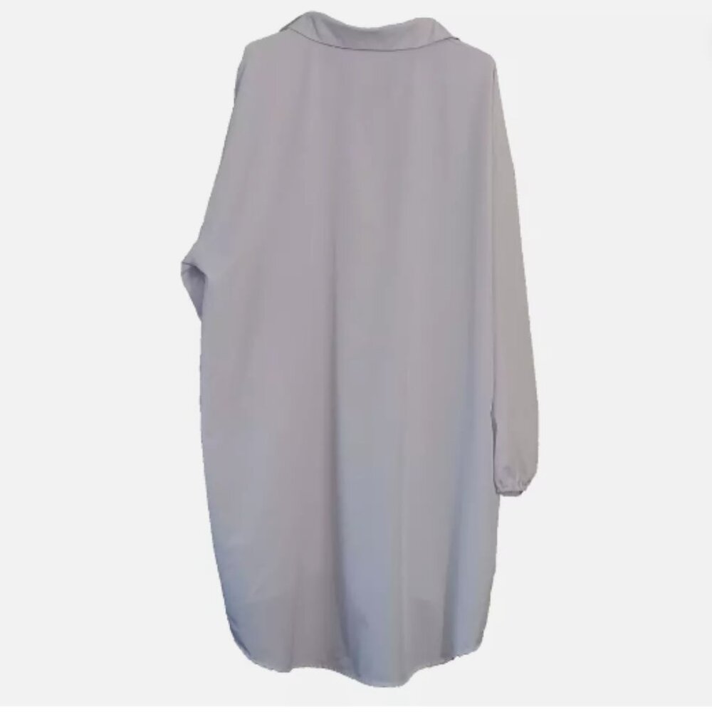 No Tag 4XL White Button Up Long Sleeve Dress Polyester Spandex Collared D20 - Picture 2 of 9
